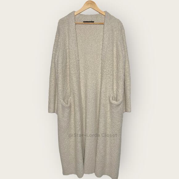 Jenni Kayne Boucle Sweater Coat | Medium | Ivory Long Cardigan Wool Fuzzy Cozy - Picture 1 of 13